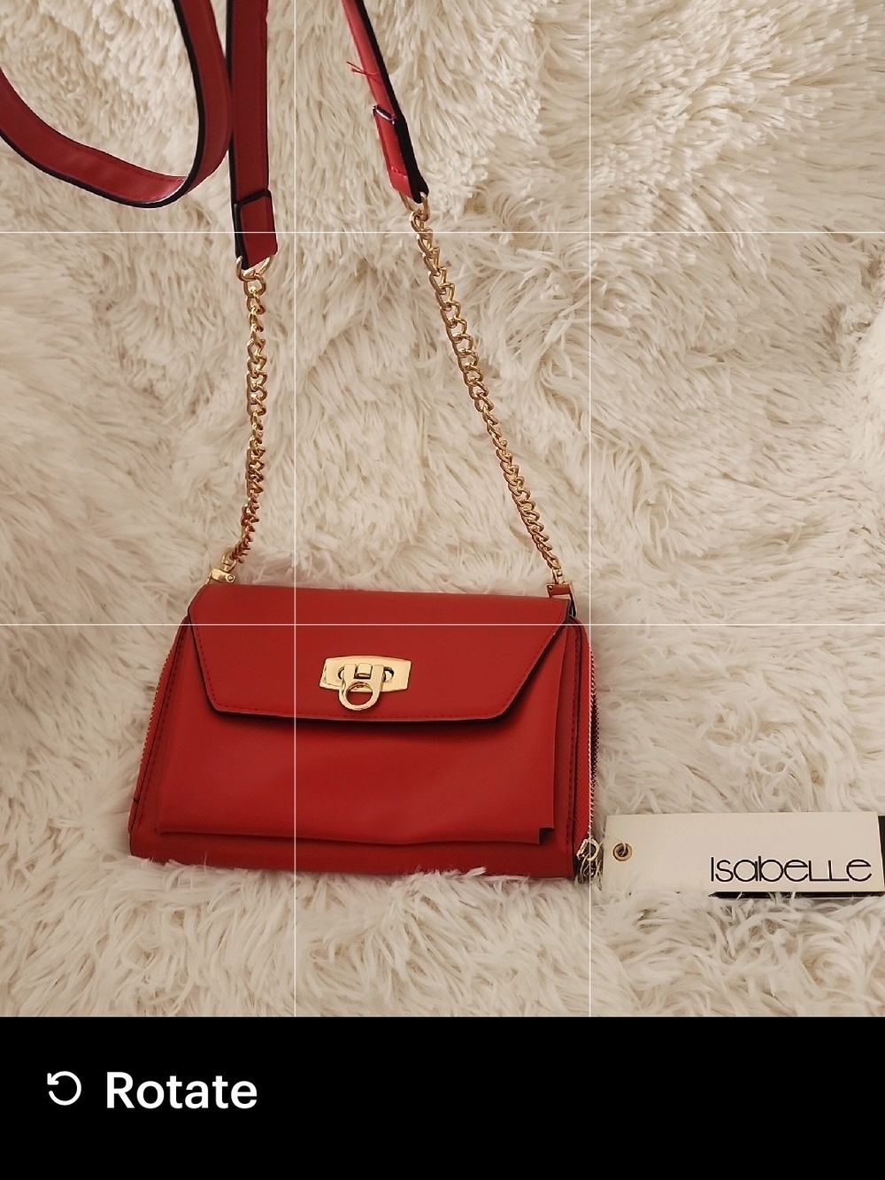 New ISABELLE Little Red Chained Crossbody Bag